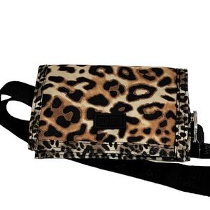 Victoria's Secret Pink Lanyard Bifold Wallet Mesh Leopard Animal Print NWT